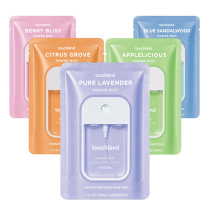 Touchland Hydrating Hand Sanitizer Set with five travel size sprays