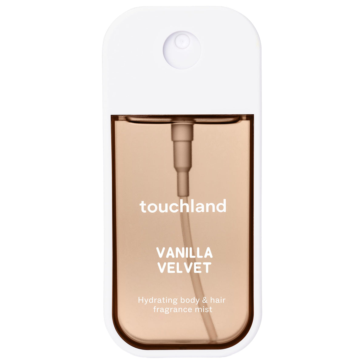 Touchland Vanilla Velvet Body Mist front view with capless design