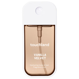 Touchland Vanilla Velvet Body Mist front view with capless design