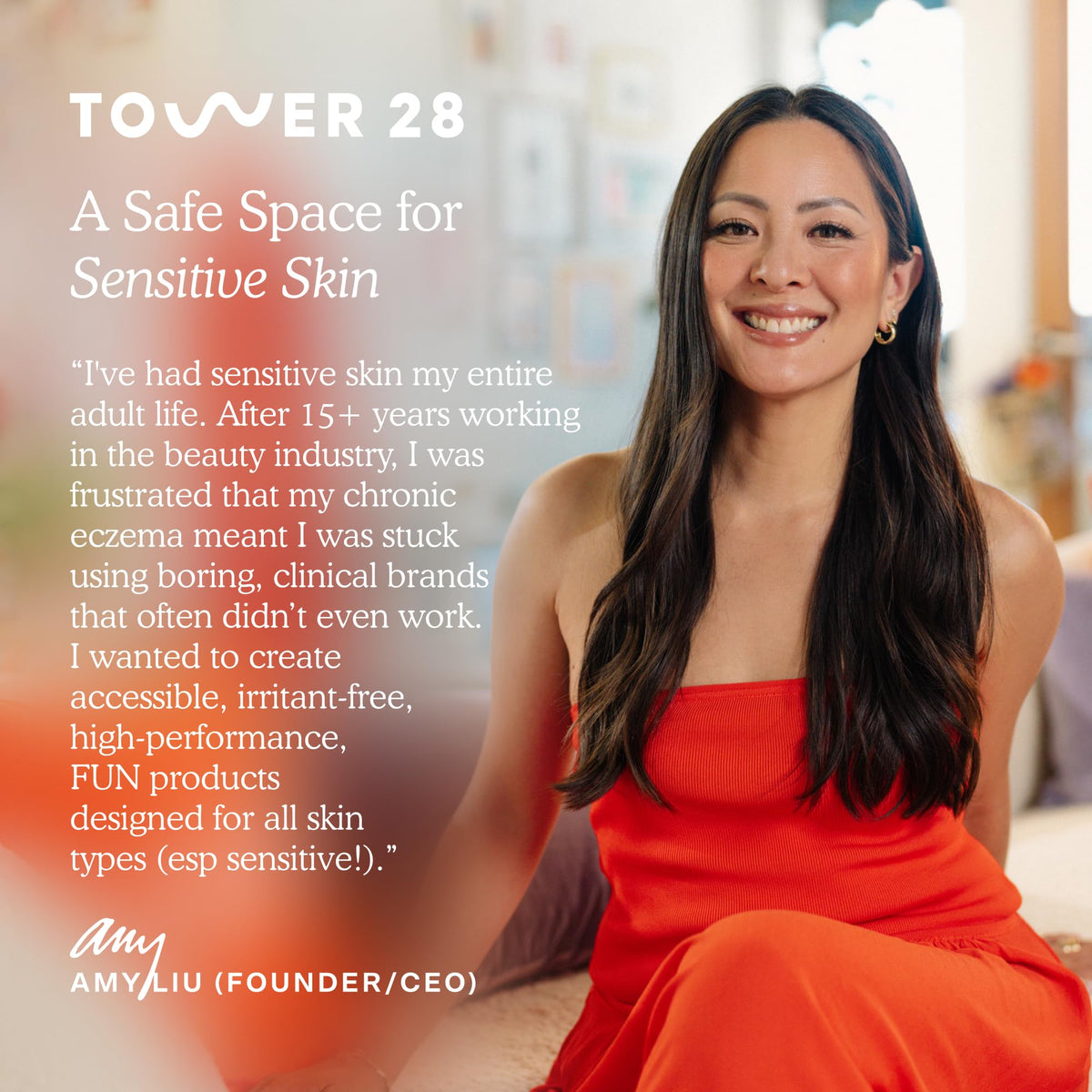 Tower 28 mascara in Drift displayed with makeup accessories
