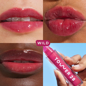Tower 28 ShineOn Lip Gloss Jelly in Wild, applicator close-up