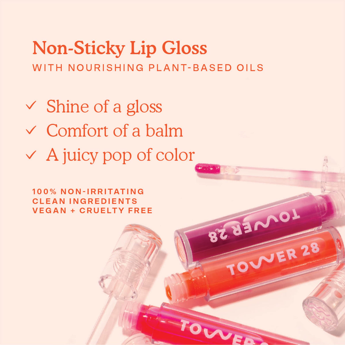 Tower 28 ShineOn Lip Gloss Jelly XOXO swatch on lips