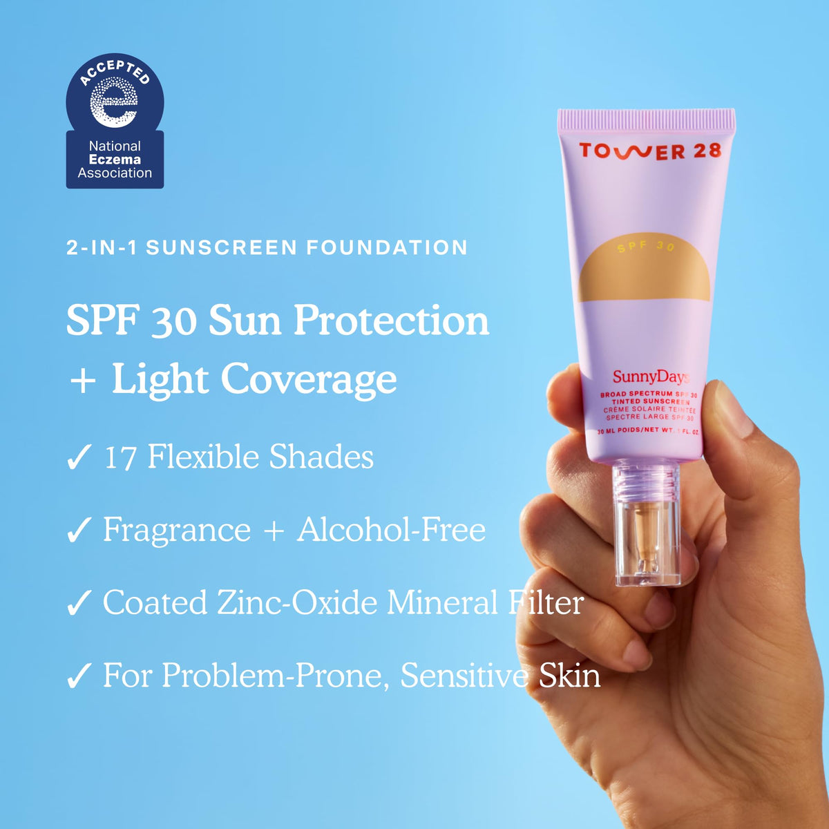 Tower 28 SunnyDays SPF 30 Tinted Sunscreen Foundation Shade 60 texture close-up