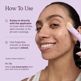 Tower 28 Swipe Serum Hydrating Concealer application with brush
