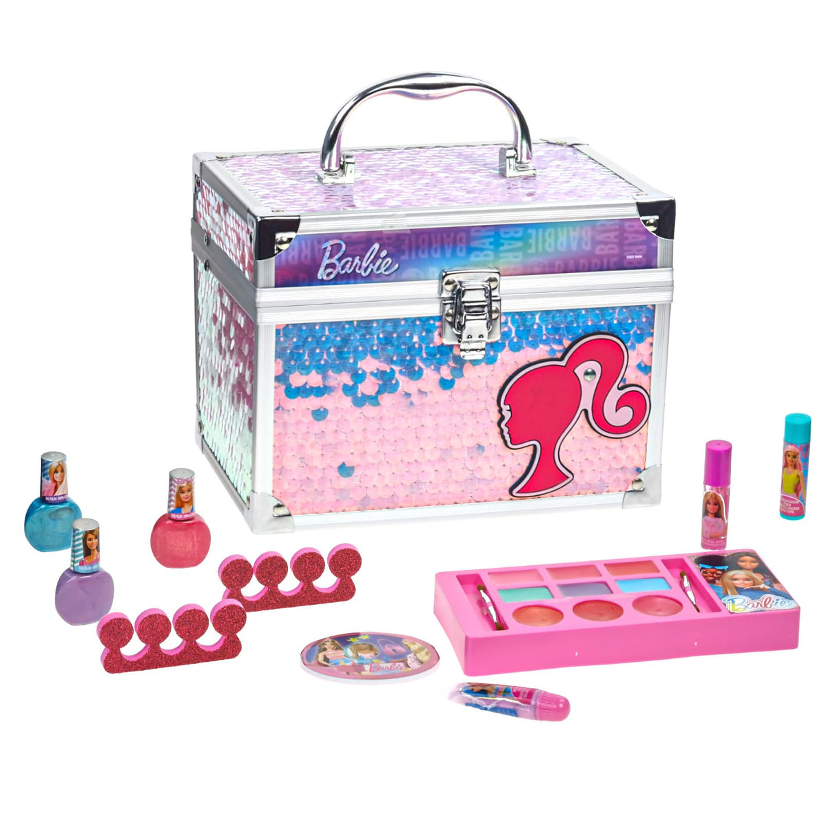 Townley Girl Barbie Train Case Beauty Set front view