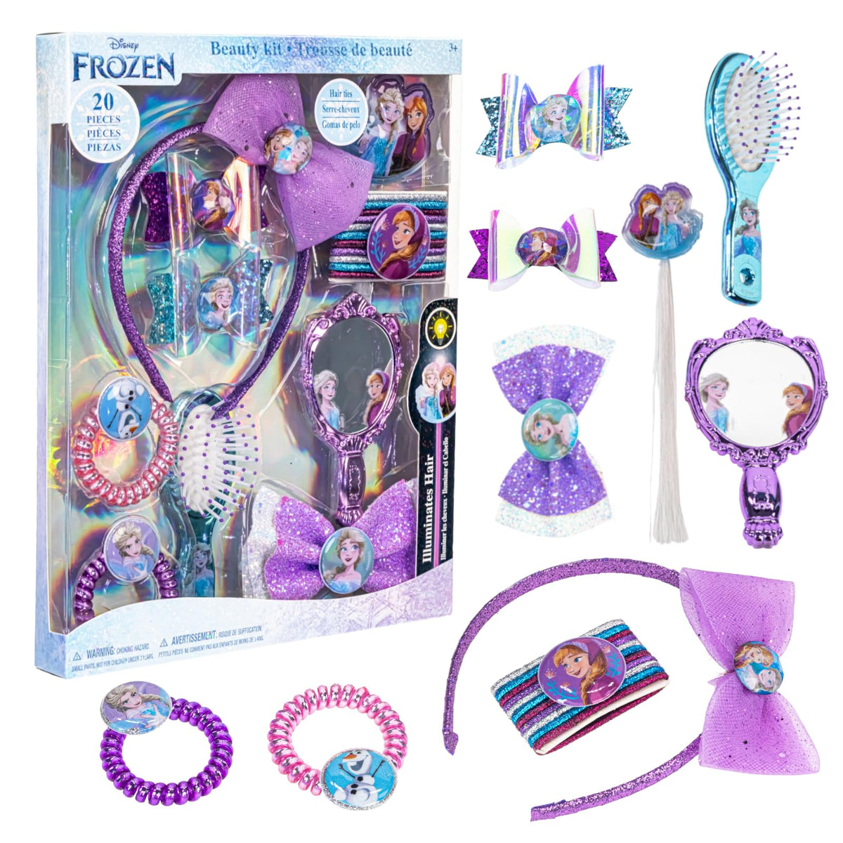 Townley Girl Disney Frozen Hair Accessories Set including bows and brush