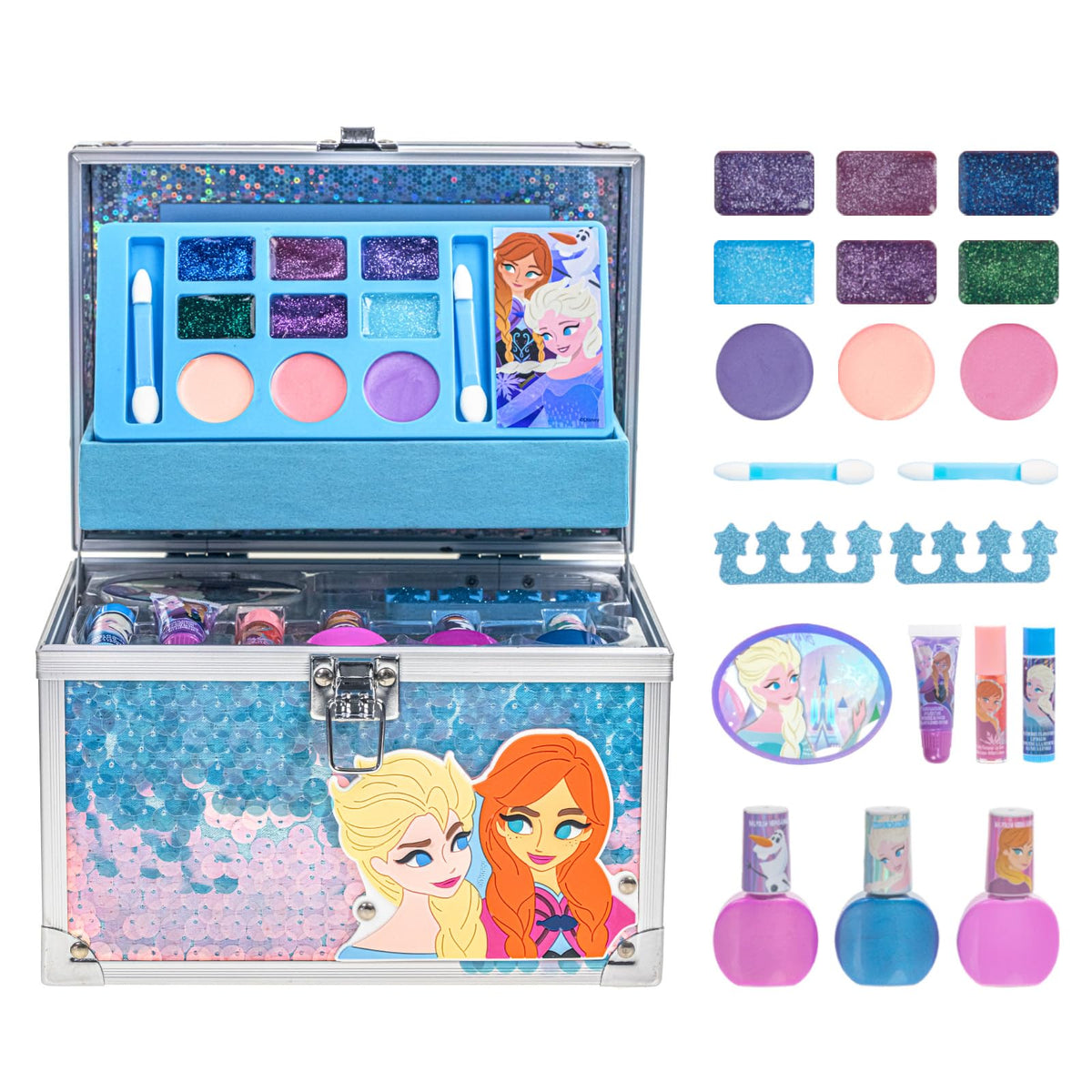 Townley Girl Disney Frozen Train Case Beauty Set front view