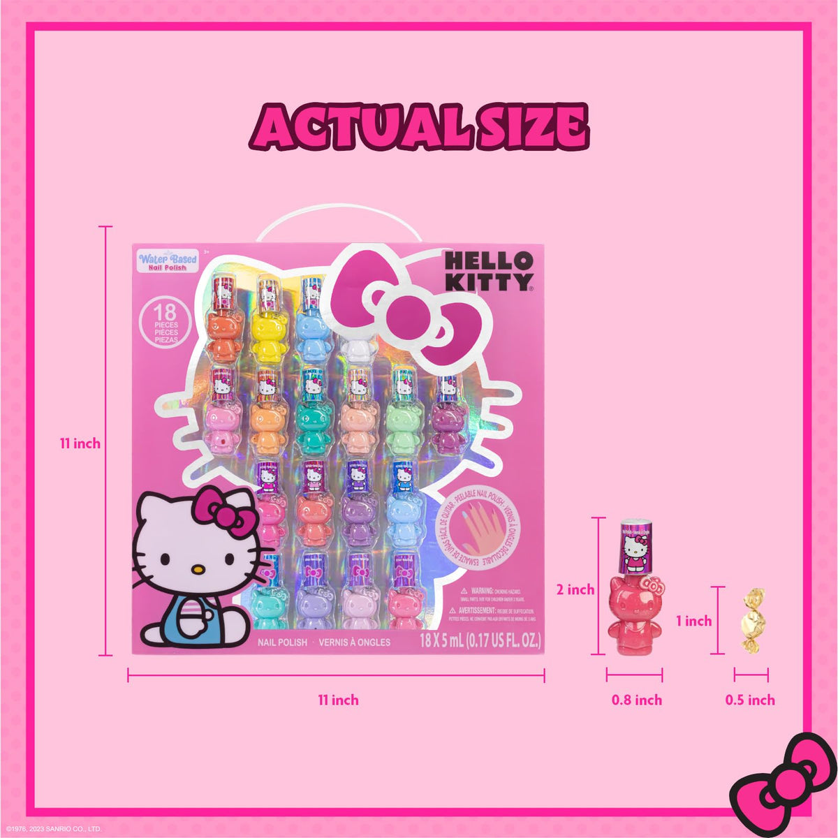 Townley Girl Hello Kitty nail polish set displayed in a playful setting