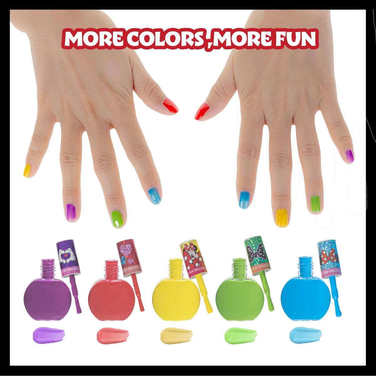 Townley Girl Minnie Mouse Nail Polish bottles with bubble gum scent