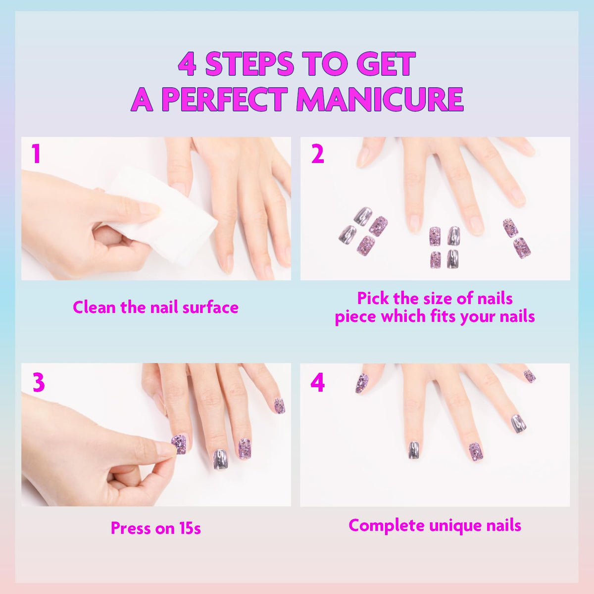 Townley Girl Press-On Nails Set arranged in a creative pattern