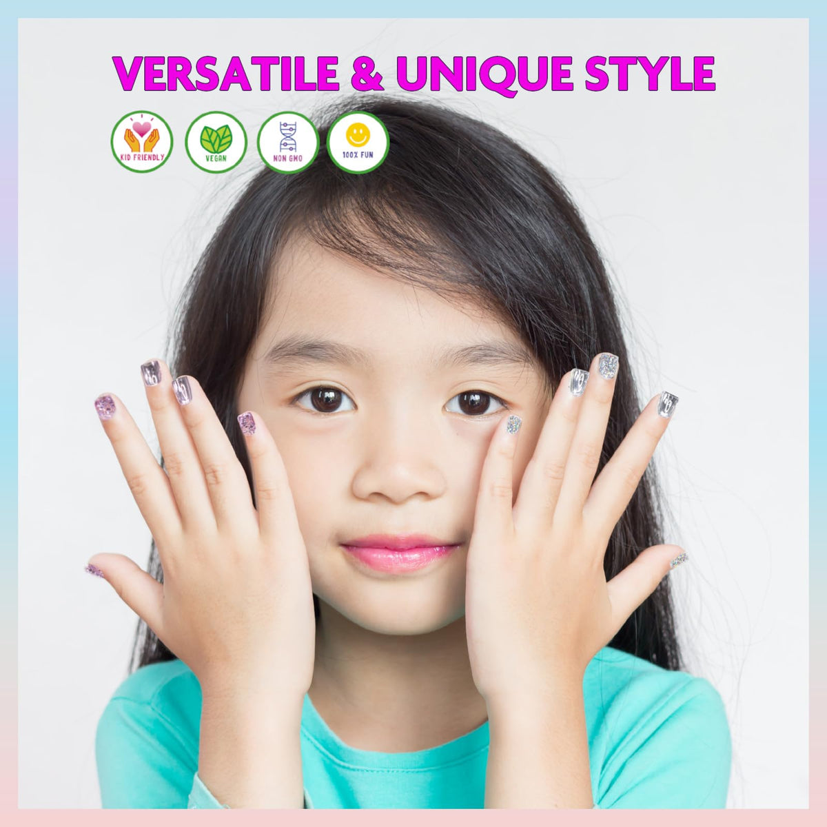 Townley Girl Press-On Nails Set displayed with accessories