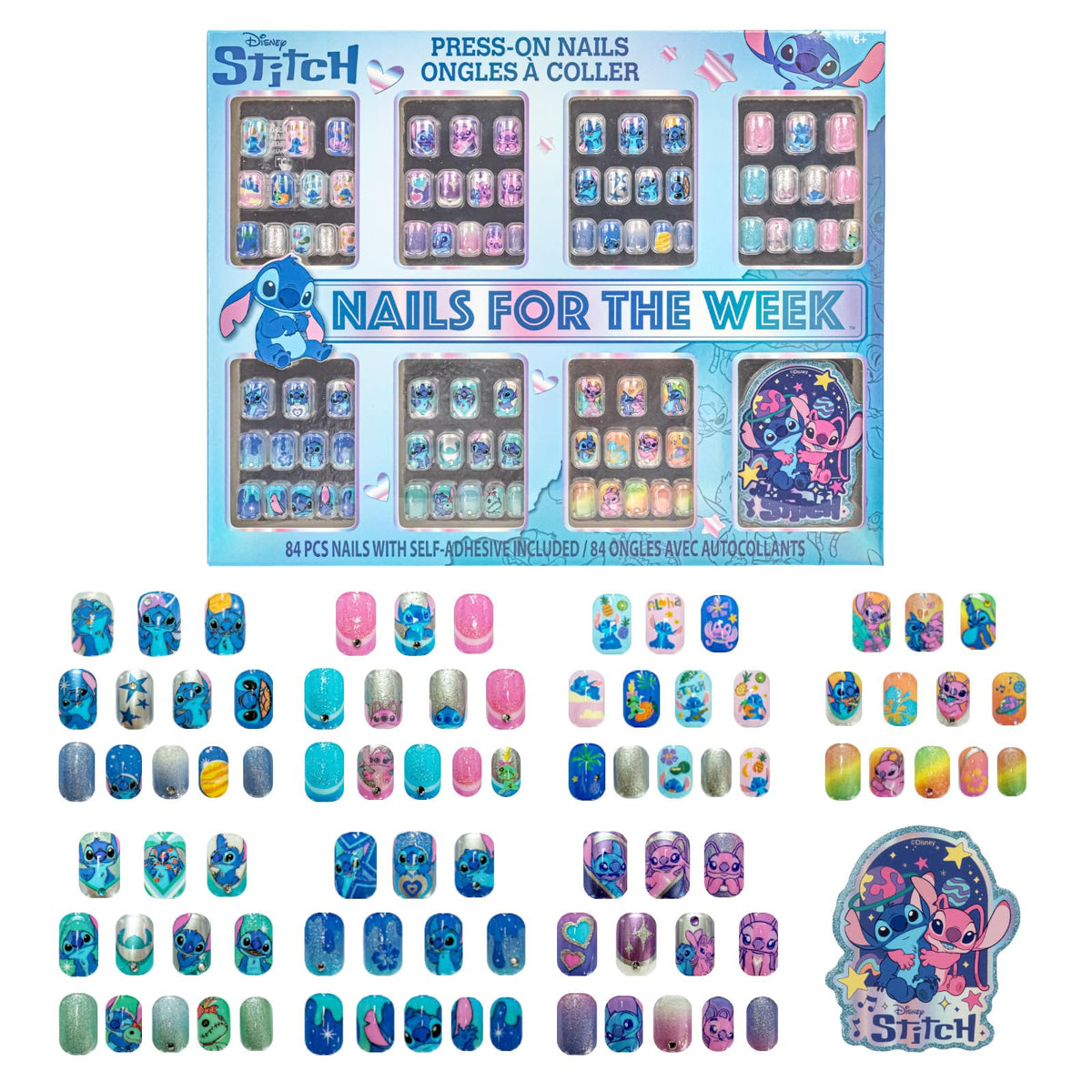 Townley Girl Stitch Press-On Nails Set front view with vibrant colours