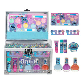 Townley Girl Stitch Train Case Beauty Set with nail polishes and lip glosses