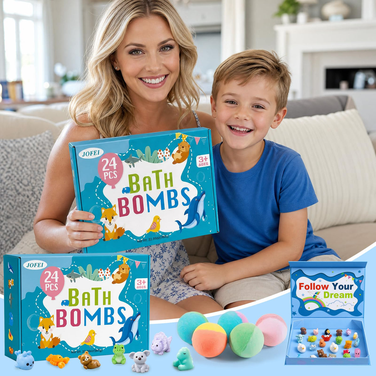 Toy storage box included with JOFEI bath bombs