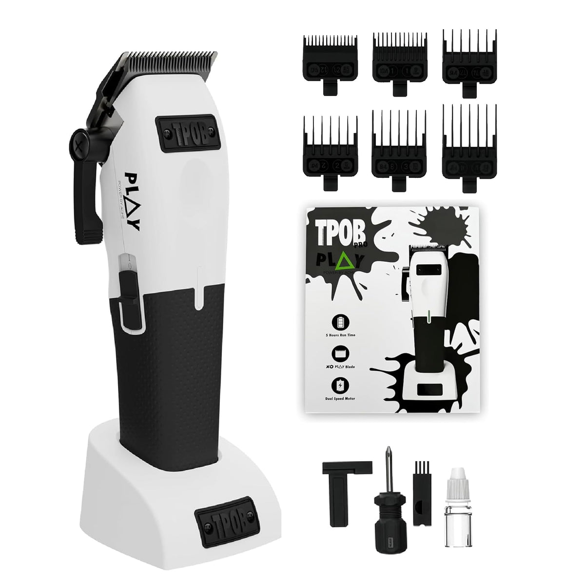 TPOB Play Barber Hair Clippers front view with rubber grips