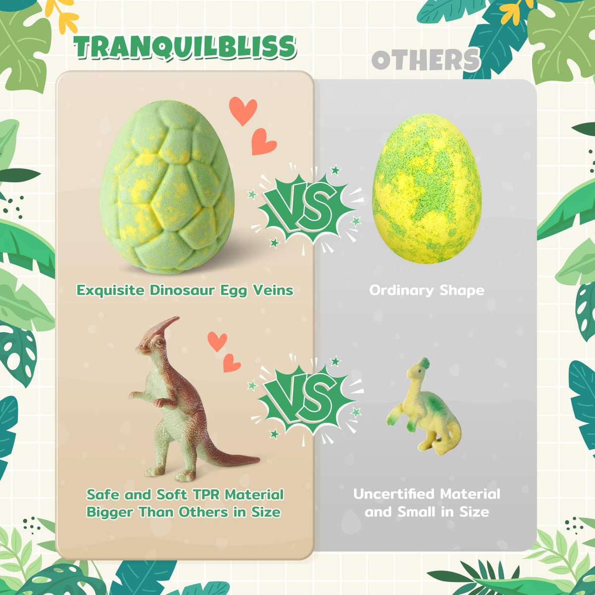TranquilBliss Dino Egg Bath Bombs in various fragrances