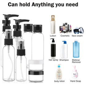 Transparent toiletry bag holding Cosywell travel bottles