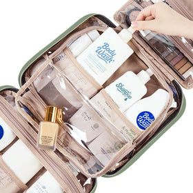 Transparent window of NISHEL Travel Toiletry Bag for easy access