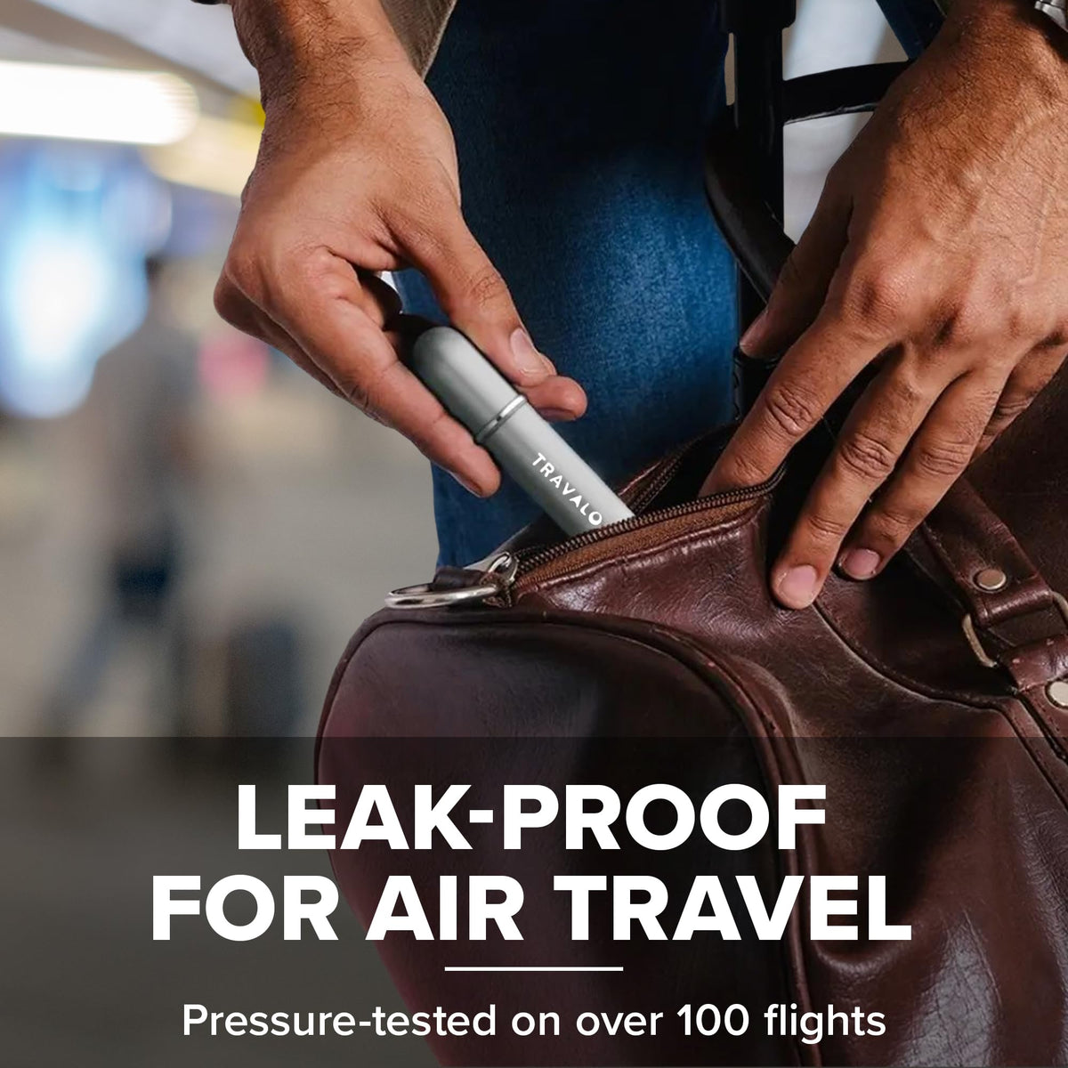 Travalo Classic HD Perfume Atomizer in a travel bag