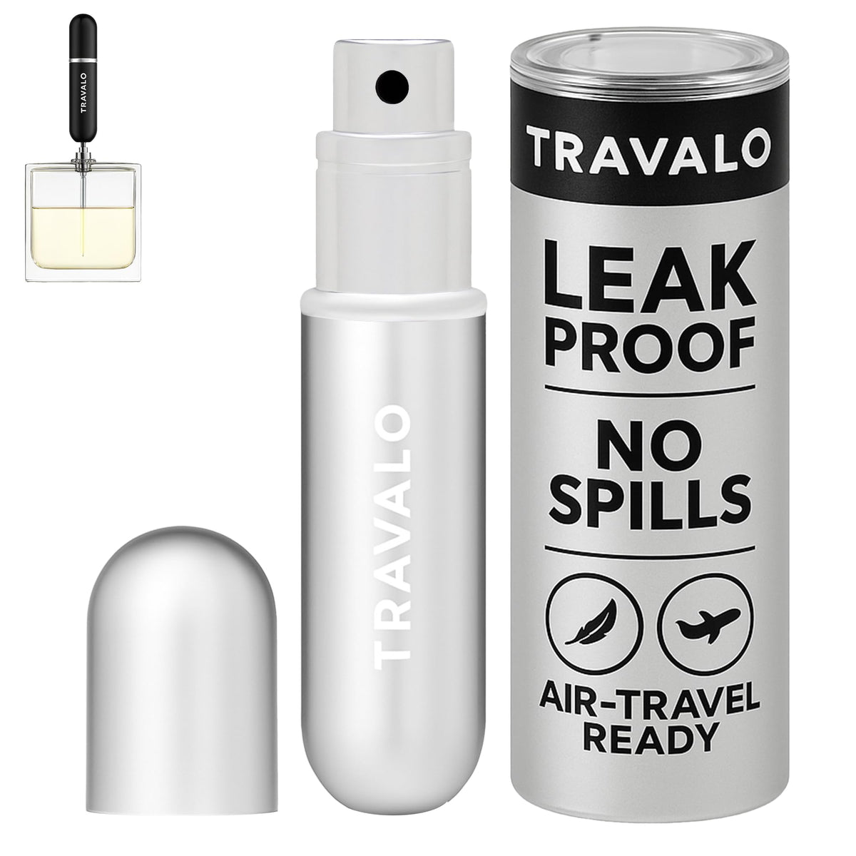 Travalo Classic HD Perfume Atomizer silver front view