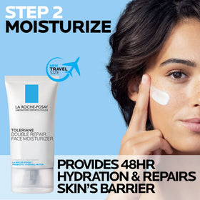 Travel size La Roche-Posay Double Repair Moisturizer bottle close-up