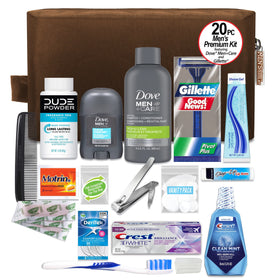 Travel size toiletries included in the Convenience Kits International set