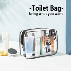 TREALDATE Clear Travel Bag with makeup items