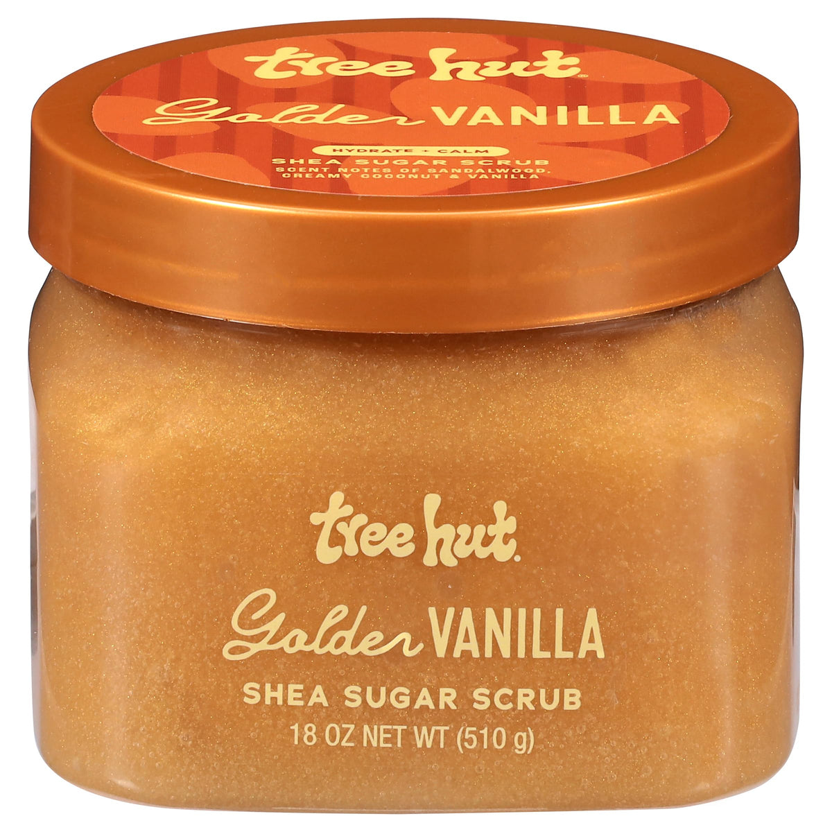 Tree Hut Golden Vanilla Body Scrub front view 18 oz