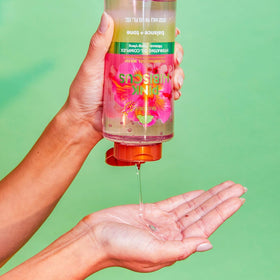 Tree Hut Pink Hibiscus Body Wash lather on hands