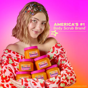 Tree Hut Rainbow Mango Body Scrub in a bathroom setting