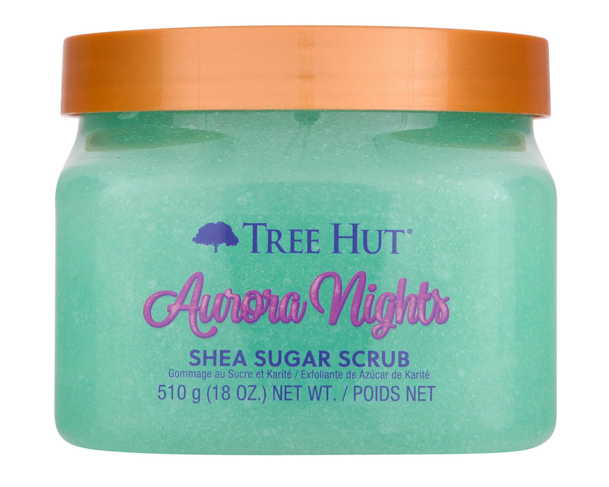 Tree Hut Shea Sugar Scrub Aurora Nights 18 oz front view