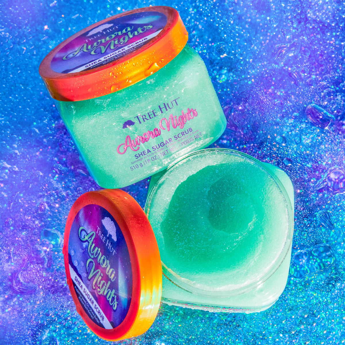 Tree Hut Shea Sugar Scrub Aurora Nights 18 oz texture close-up