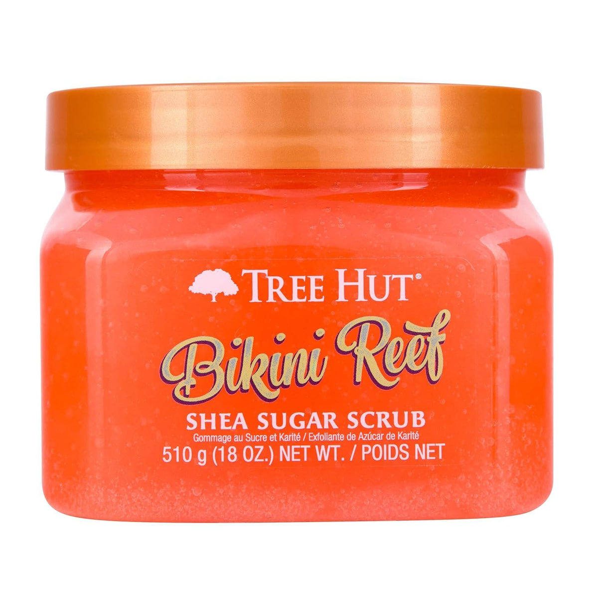 Tree Hut Shea Sugar Scrub Bikini Reef 18 oz front view with hibiscus scent
