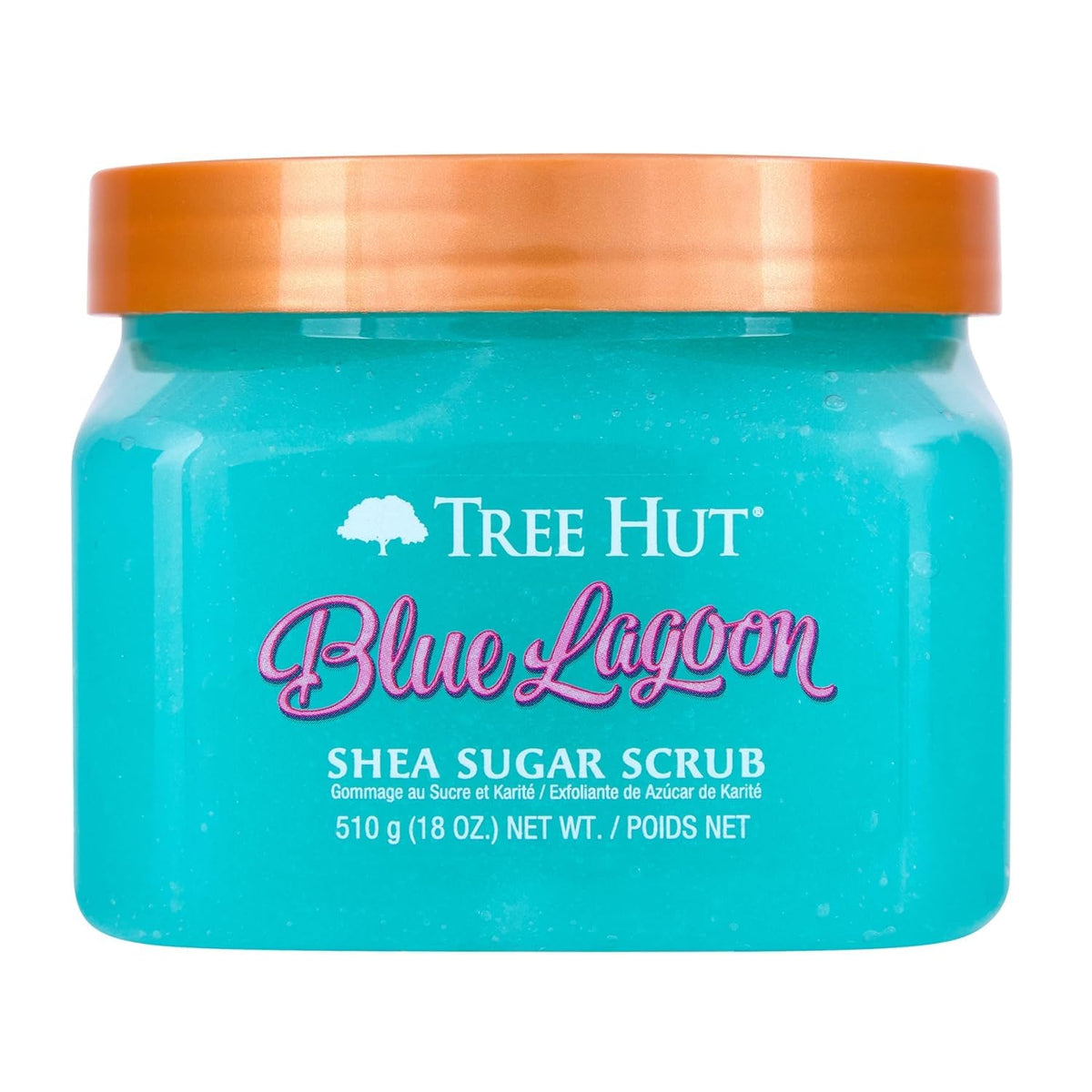 Tree Hut Shea Sugar Scrub Blue Lagoon 18 oz front view