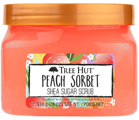 Tree Hut Shea Sugar Scrub Peach Sorbet 18 oz front view