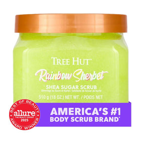 Tree Hut Shea Sugar Scrub Rainbow Sherbet application on skin
