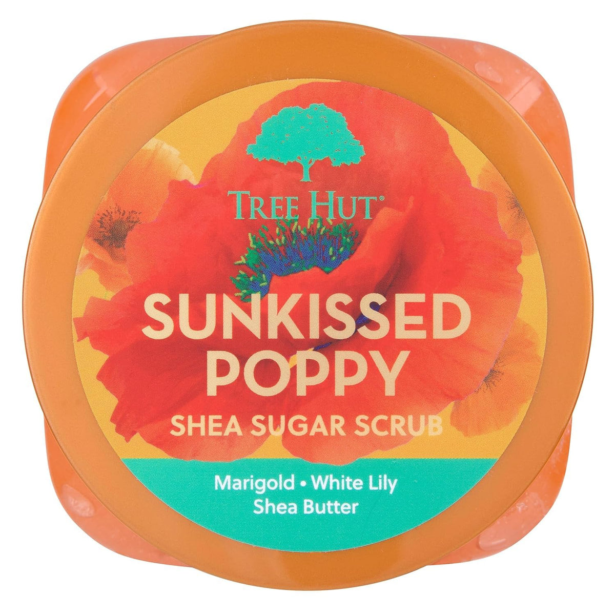 Tree Hut Shea Sugar Scrub Sunkissed Poppy 18 oz texture close-up
