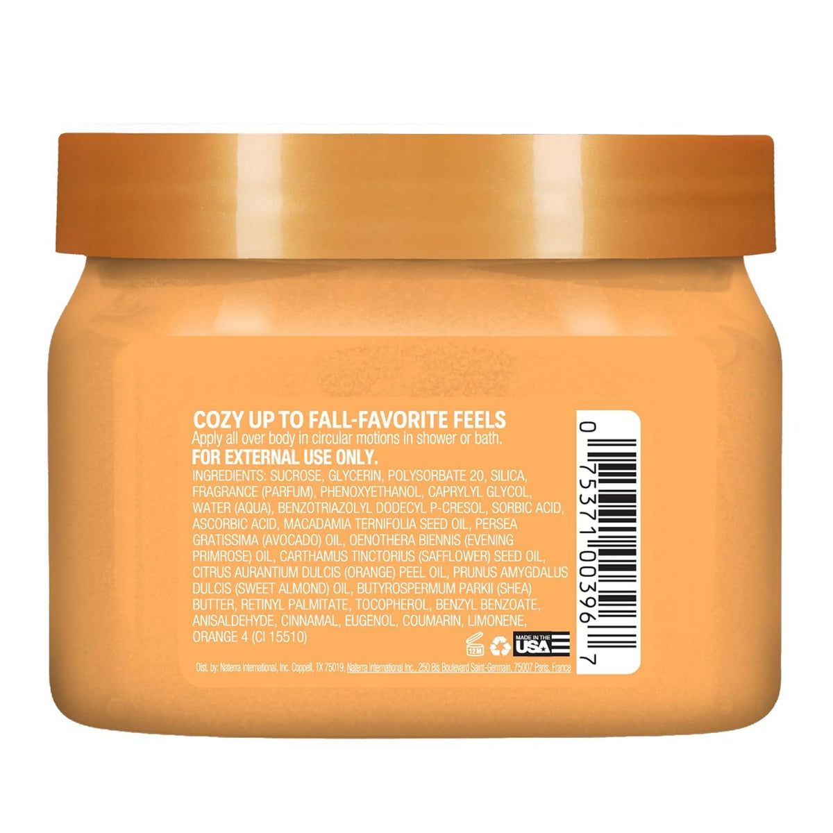 Tree Hut Shea Sugar Scrub Sweet Punkin with ingredients displayed