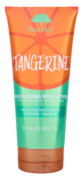 Tree Hut Tangerine Moisturizing Body Lotion front view with vibrant packaging