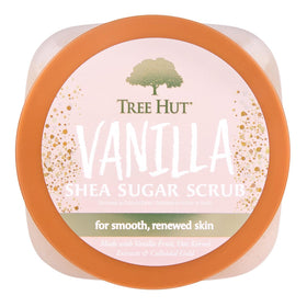 Tree Hut Vanilla Body Scrub packaging with ingredients
