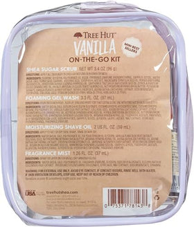 Tree Hut Vanilla Everything Shower Gift Set displayed with natural elements