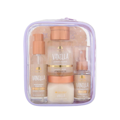 Tree Hut Vanilla Everything Shower Gift Set front view with all four products