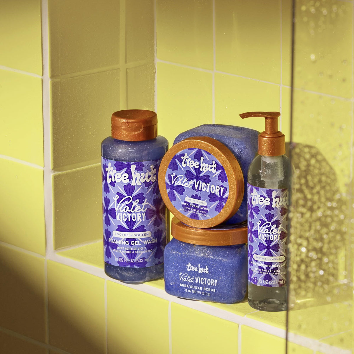 Tree Hut Violet Victory Body Scrub 18 Oz application on skin