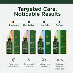 Tree of Life Face Serum Set in a bathroom setting