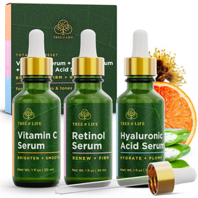 Tree of Life Face Serum Set of 3 with Vitamin C, Retinol, and Hyaluronic Acid