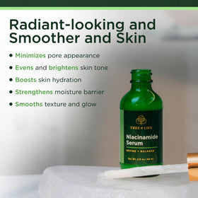 Tree of Life Face Serums displayed on a countertop