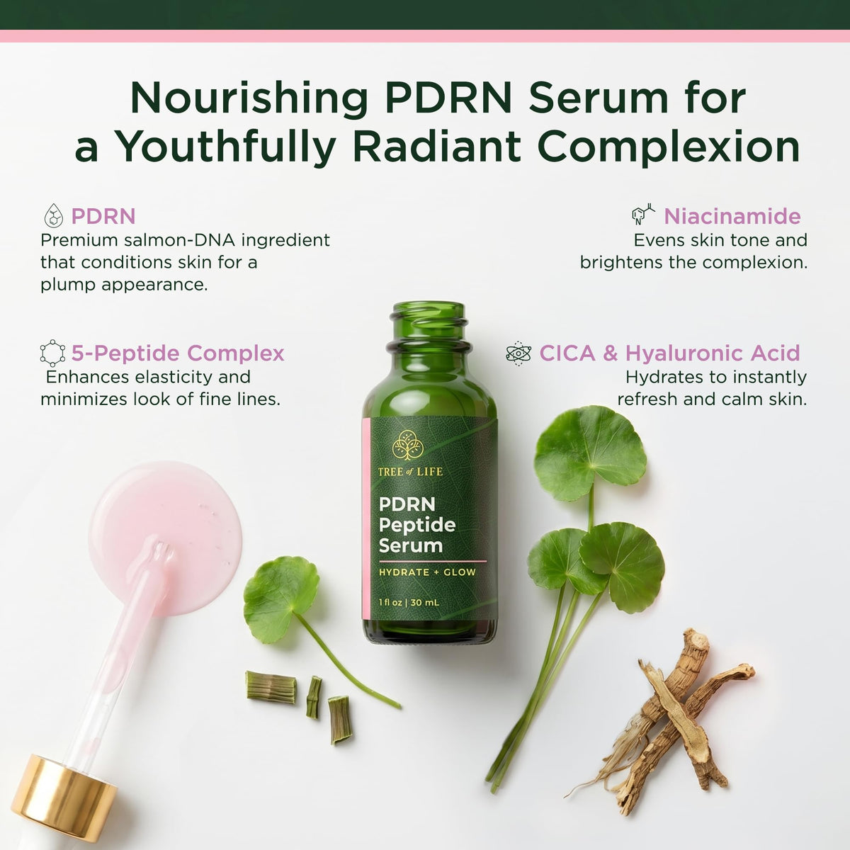 Tree of Life PDRN Serum side view showing the bottle design