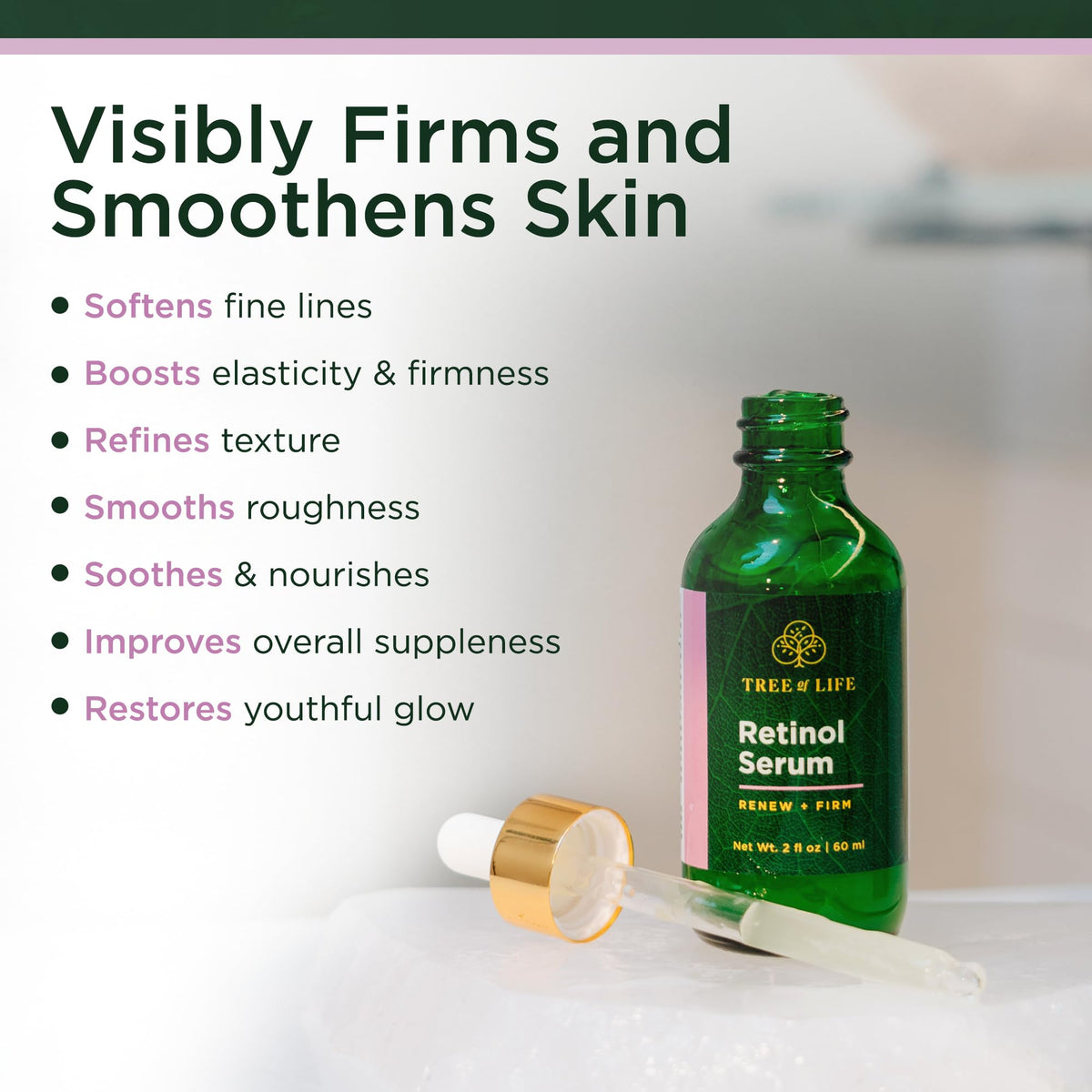 Tree of Life Retinol Serum packaging details