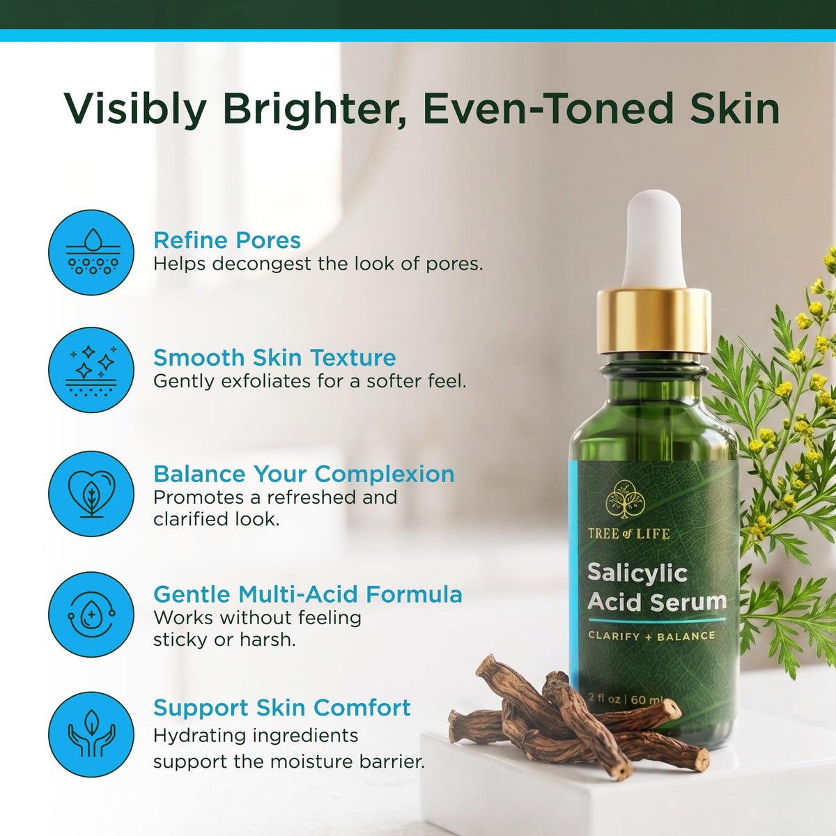 Tree of Life Salicylic Acid Serum 2% bottle and dropper