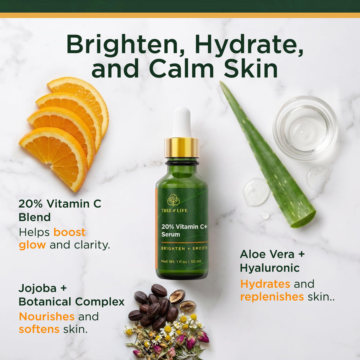 Tree of Life Vitamin C+ Serum bottle with dropper